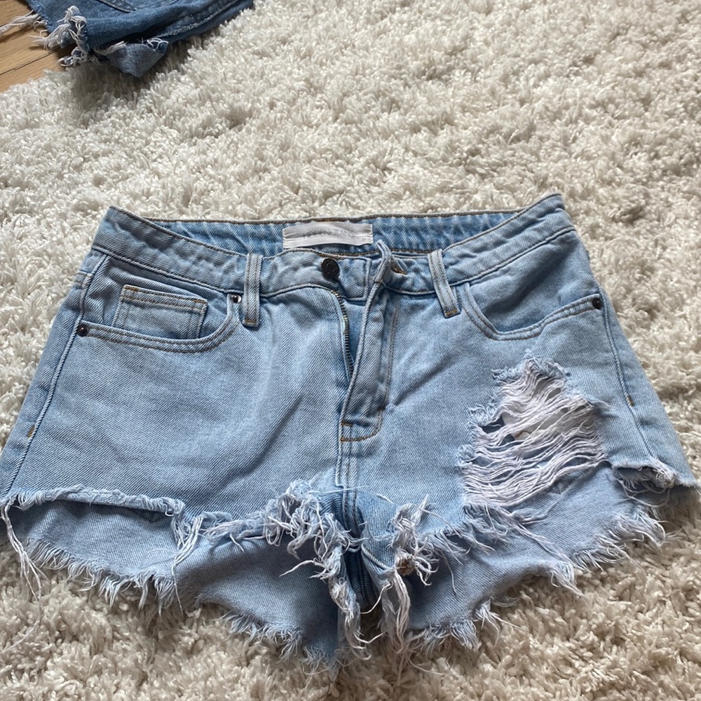 Light blue denim shorts
